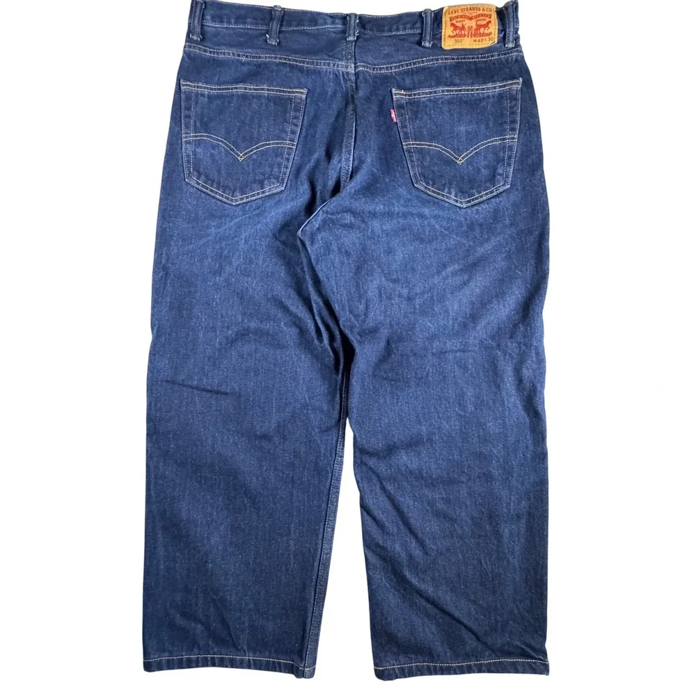 Levis 550 Relaxed Fit Jeans Mens 40x30 (Fits 40x26) Dark Wash Indigo Tapered Leg